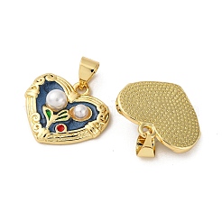 Pendentifs en laiton émaillé en forme de fleur&nbsp;KK-D390-17G-05