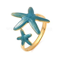Anillos de puño esmaltados de acero inoxidable 304&nbsp;RJEW-S650-06G-B
