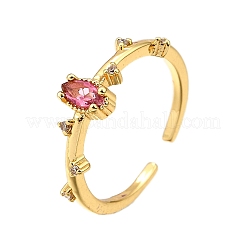 Manschettenringe aus Messing mit Mikropavé-Zirkonia für Damen&nbsp;RJEW-H247-24G