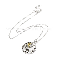 Collana in lega retrò con ciondolo a forma di corvo e luna da donna&nbsp;NJEW-B085-02