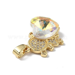 Colgantes de circonio cúbico transparente micro pavé de latón chapado en oro real de 18k&nbsp;KK-C015-23G-01