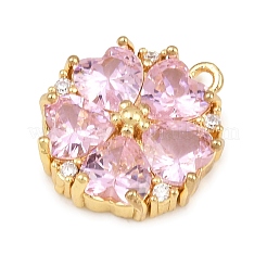 Pendentifs en laiton pavés de zirconiums cubiques roses&nbsp;CU-CBAF1EE-03G