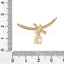 Breloques de connecteur en laiton micro pavé de zircone cubique transparente&nbsp;CU-CBA3569-04G-A