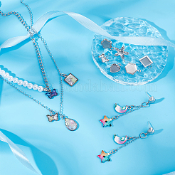 90 pièce 9 styles 201 pendentifs en acier inoxydable sertis de cabochons&nbsp;STAS-GA0001-34