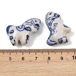 Blau-weiße Porzellanperlen mit Tiermotiven&nbsp;PORC-Z007-05C