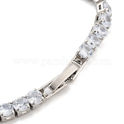 Messing Pavé klare Zirkonia flache runde Gliederarmbänder&nbsp;BJEW-B094-04P