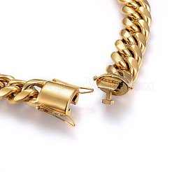 Collane a catena in acciaio inossidabile 304 placcate ioni (ip)&nbsp;NJEW-H493-15G-A