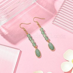 Orecchino pendente avventurina verde da donna&nbsp;EJEW-JE05928-01