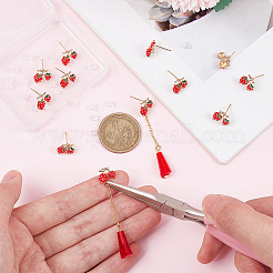 12 Stück Ohrstecker-Beschläge aus Messing mit Emaille&nbsp;KK-BC0010-08