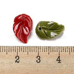 Breloques de feuilles teintes en corail synthétique&nbsp;CORA-Q034-02
