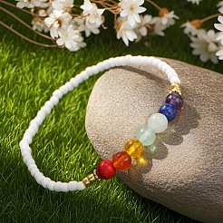 Stretcharmbänder aus natürlichen und synthetischen Edelsteinen und Glasperlen für Damen&nbsp;CR6398