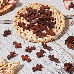 100 Stück holzgefärbte Kreuzanhänger&nbsp;WOOD-TA0001-93