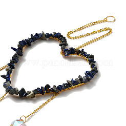 Herz natürliche Lapislazuli Chips hängende Ornamente&nbsp;HJEW-G024-01H