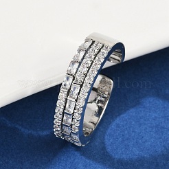 Anelli per polsini da donna in ottone con micro pavé di zirconi cubici&nbsp;RJEW-F182-04P