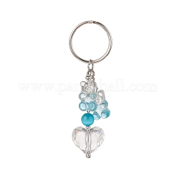 Porte-clés pendentif acrylique dégradé ours et coeur&nbsp;KEYC-TA00005