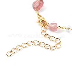 Nuggets natürliche Erdbeerquarzperlenarmbandherstellung&nbsp;AJEW-JB00953-03
