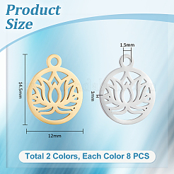 16 Stück 2 Farben 304 Edelstahl-Charms&nbsp;STAS-UN0055-77