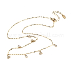 Dreieckige Quastenhalsketten aus Edelstahl 304 mit klarem Zirkonia-Pavé für Damen&nbsp;NJEW-C119-01G