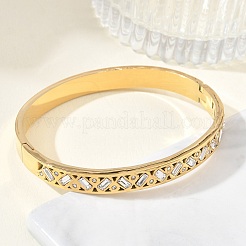 Brazaletes articulados de acero inoxidable 304 y rhinestone para mujer.&nbsp;BJEW-Z178-03G