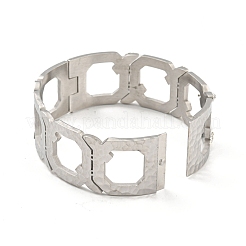 304 Edelstahl Pavé Kristall Strass ausgehöhlte Scharnier Armreifen für Frauen&nbsp;BJEW-D044-09P