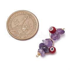 5 Stück 5 Stile natürlicher roter Aventurin & natürlicher grüner Aventurin & natürlicher roter Jaspis & natürlicher Amethyst & Glaschip Kupferdraht umwickelt handgemachte Bunte Malerei rote Böser Blick Verbinder Charms&nbsp;PALLOY-JF02977-01