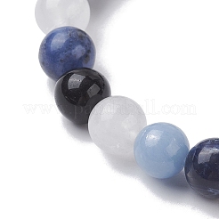 Braccialetti elasticizzati con perline rotonde e pietre preziose naturali da donna&nbsp;BJEW-JB10086-02