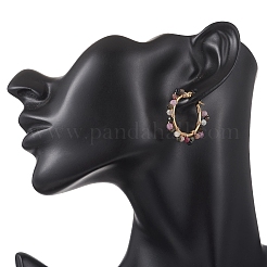 2 paire de boucles d'oreilles créoles en tourmaline multicolore naturelle&nbsp;EJEW-JE06942