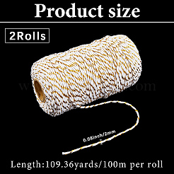 2 rotolo di filo di cotone intrecciato a 2 capi per macramè&nbsp;MAKN-CY0001-01A