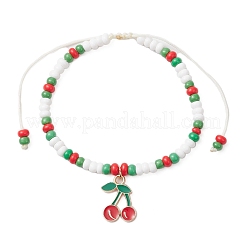 9 bracelet à breloques en alliage émaillé sur le thème des fruits&nbsp;BJEW-MZ00206-09