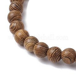 4 bracelet à breloques en perles rondes en bois pour femmes&nbsp;BJEW-JB11646