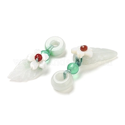 Jadéite naturelle et agate d'onyx vert naturel et décorations de pendentif en cristal/feuille&nbsp;G-G008-06
