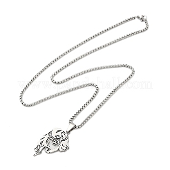 Collana con ciondolo a forma di volto di Gesù cristiano cavo in acciaio inossidabile 201 anti-ossidazione&nbsp;NJEW-U005-06P