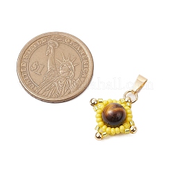 Colgantes de estrella hechos a mano con cuentas de vidrio y ojo de tigre natural&nbsp;PALLOY-MZ00494-02