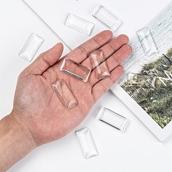 Transparentes Rechteck Glas Cabochons&nbsp;X-GGLA-R025-38x19