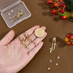 2 paio di orecchini pendenti in ottone con micro pavé di zirconi cubici trasparenti e 2 stili&nbsp;EJEW-PH0001-56