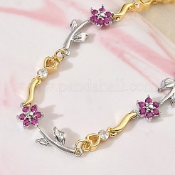 Messing-Gliederkettenarmbänder mit Mikropflaster und Zirkonia für Damen&nbsp;BJEW-C156-04B-01GP
