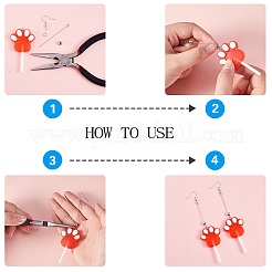 Kit para hacer aretes colgantes con piruleta con estampado de pata de diy&nbsp;DIY-SZ0007-20