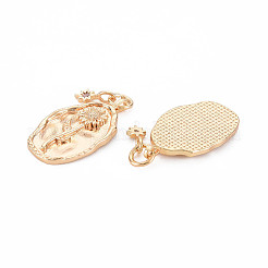 Colgantes de rhinestone rosa claro de latón&nbsp;KK-S364-218
