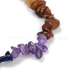 Pulseras elásticas con chips de piedras preciosas mixtas naturales de chakras para mujer&nbsp;BJEW-JB11633-01