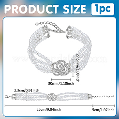 1 collar para mascotas con rosas de imitación de resina y cuentas de perlas y rhinestone.&nbsp;AJEW-FG0004-78B