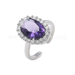 Bagues ouvertes en laiton avec micro pavé de zircones cubiques pour femmes&nbsp;RJEW-L343-17P