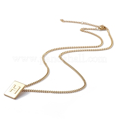 Collier pendentif rectangulaire en acier inoxydable avec lettre initiale pour hommes et femmes&nbsp;NJEW-E090-01G-08