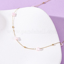 Colliers à maillons en acier inoxydable 304 avec perles de coquillage naturel teintées en rose pour femmes&nbsp;NJEW-K255-46G