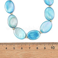 Colliers de perles ovales plates en coquillage d'eau douce naturel de couleur ab&nbsp;NJEW-JN06679