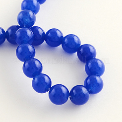 Gefärbt natürliche weiße Jade runde Perle Stränge&nbsp;G-Q937-6mm-05