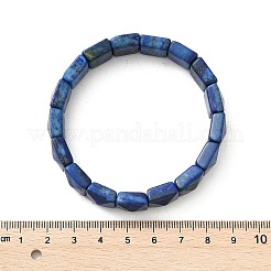 Bracelets extensibles en perles carrées de lapis-lazuli naturel teint&nbsp;BJEW-C097-06M