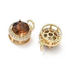 Pendentifs avec zircon cubiques à micro-pavés en laiton&nbsp;KK-C252-02G-G