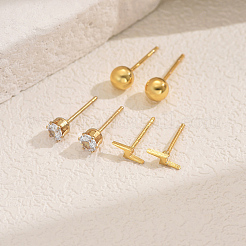 Eleganti orecchini a bottone in acciaio inossidabile 201 con fulmine e forma rotonda&nbsp;WH4454