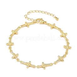 Bracelets à maillons en laiton micro pavé en oxyde de zirconium transparent pour femmes&nbsp;BJEW-A090-08A-G