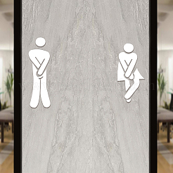 Selbstklebendes 3D-Kunststoff-Spiegel-WC-Schild mit Mann- und Frauenmuster&nbsp;DIY-WH0308-145C
